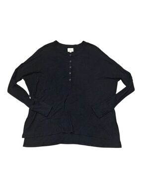 Black Long Sleeve Henley Tee - Brand Unknown
